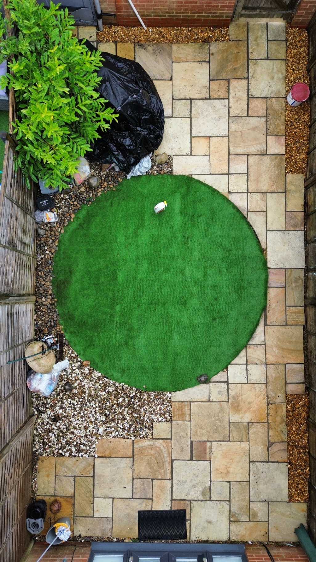 Drone image of a recent exterior cleaning job