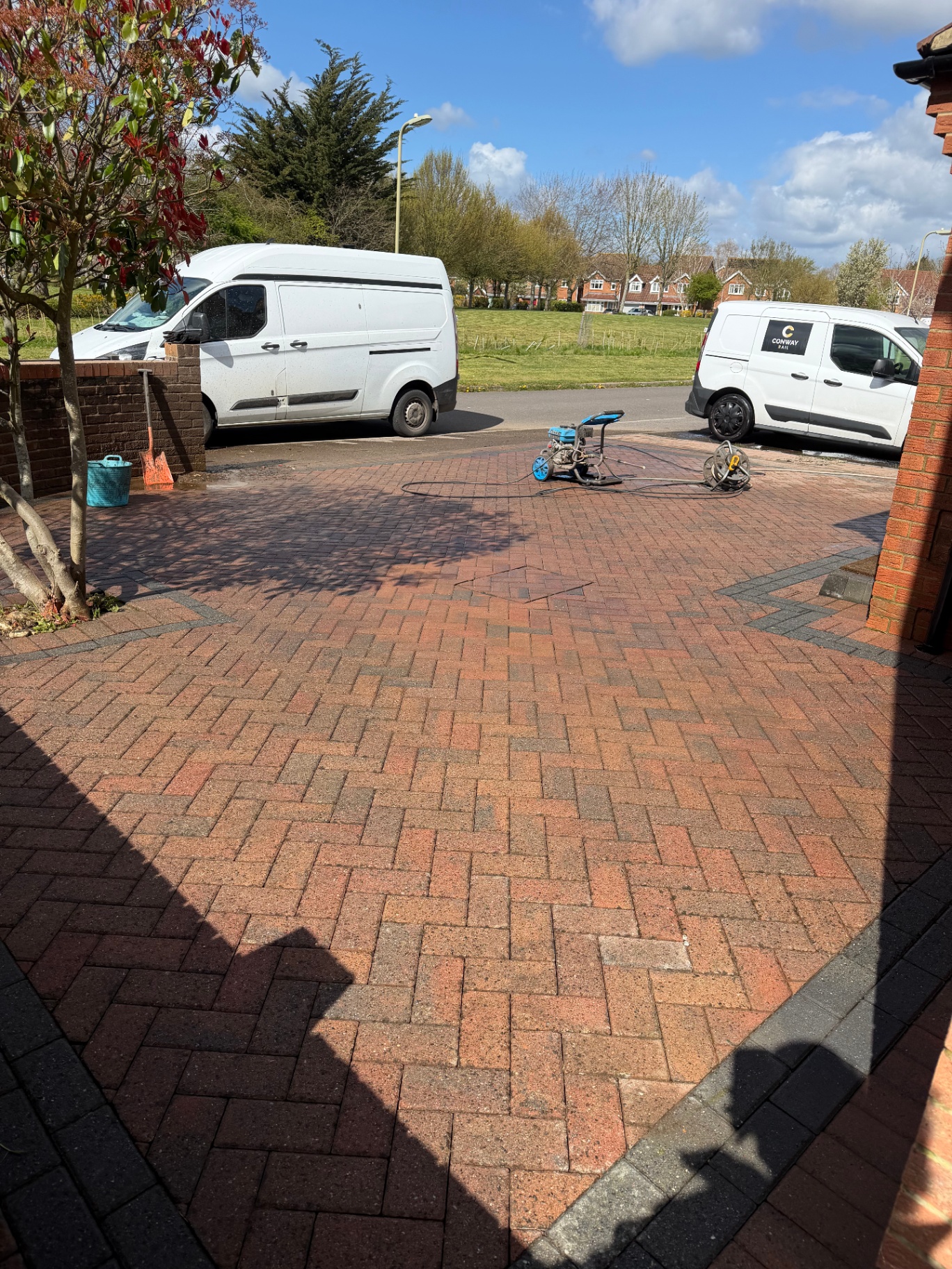 Block paving driveway after cleaning