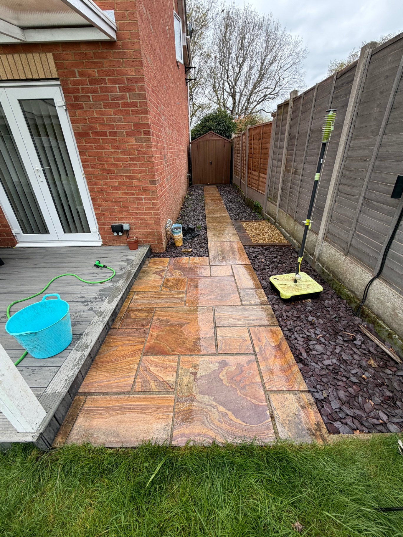 Slate patio after cleaning
