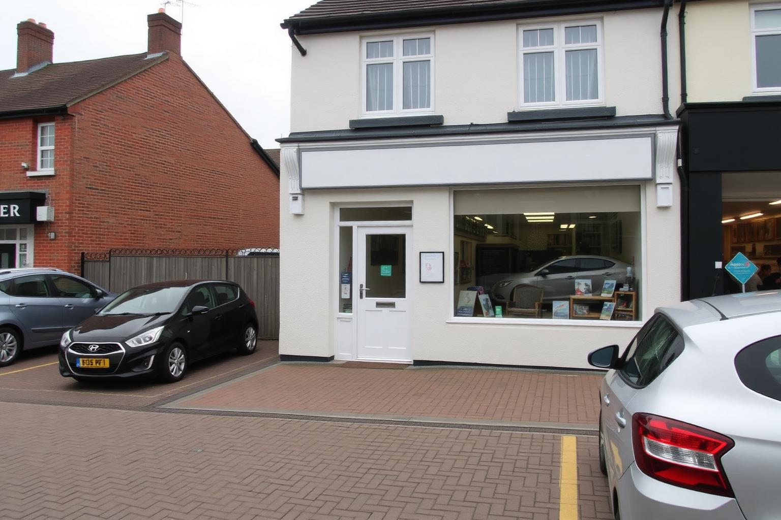 Clean commercial premises forecourt and rendered facade in Hampshire