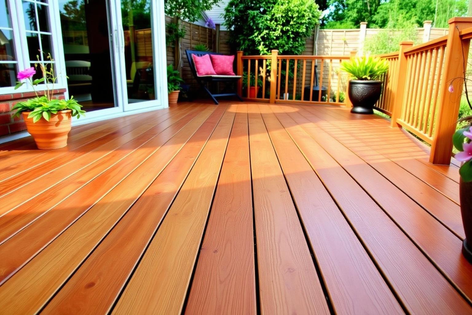 Timber garden decking restored after professional cleaning